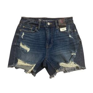 No Boundaries High Rise Midi Shorts Dark Wash Blue